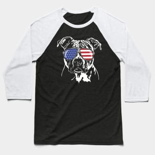 Proud American Staffordshire Terrier American Flag sunglasses Baseball T-Shirt